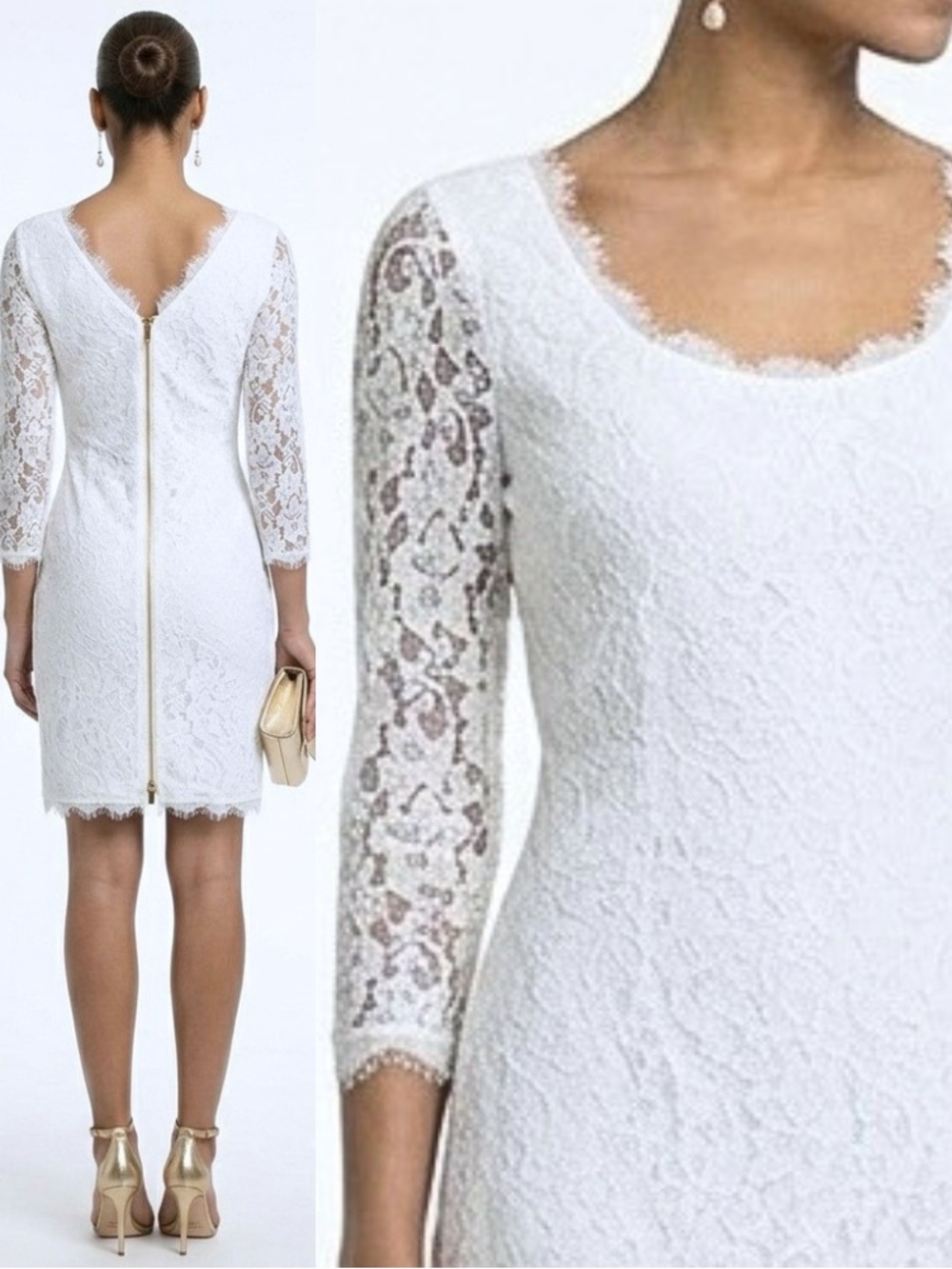 Diane Von Furstenberg Elegant White Lace Dress